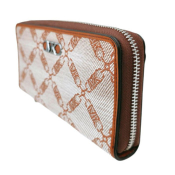 MK Hudson Empire Logo Jacquard Wallet - Luggage Brown - Michael Kors