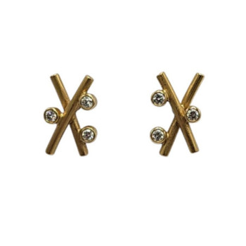 BOUCLE D'OREILLES OR18 CT ET DIAMANTS HENRICH & DENZEL  2.2GR
