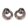 BOUCLES OREILLES DAMIANI OR BLANC 18 CT PERLE DE CULTURE GRISE ET DIAMANTS 16.89 GR
