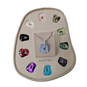 COLLIER MATTIOLI  OR BLANC 18CT ET DIAMANTS PUZZLE 4.59GR