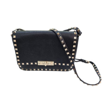 SAC A MAIN VALENTINO GARAVANI ROCKSTUD BLACK LEATHER