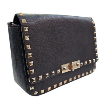 SAC A MAIN VALENTINO GARAVANI ROCKSTUD BLACK LEATHER