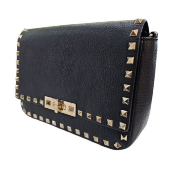 SAC A MAIN VALENTINO GARAVANI ROCKSTUD BLACK LEATHER