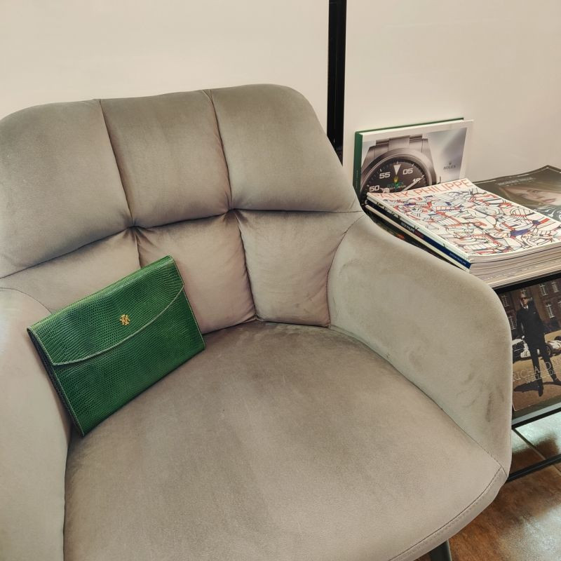 POCHETTE HERMES LEZARD VERT POCHETTE HERMES LEZARD VERT