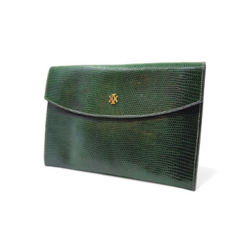 POCHETTE HERMES LEZARD VERT
