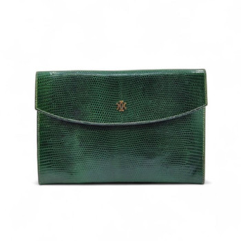 POCHETTE HERMES LEZARD VERT