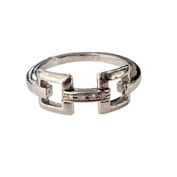 BAGUE OR BLANC 18 CT ET DIAMANTS 4.61 GR T56