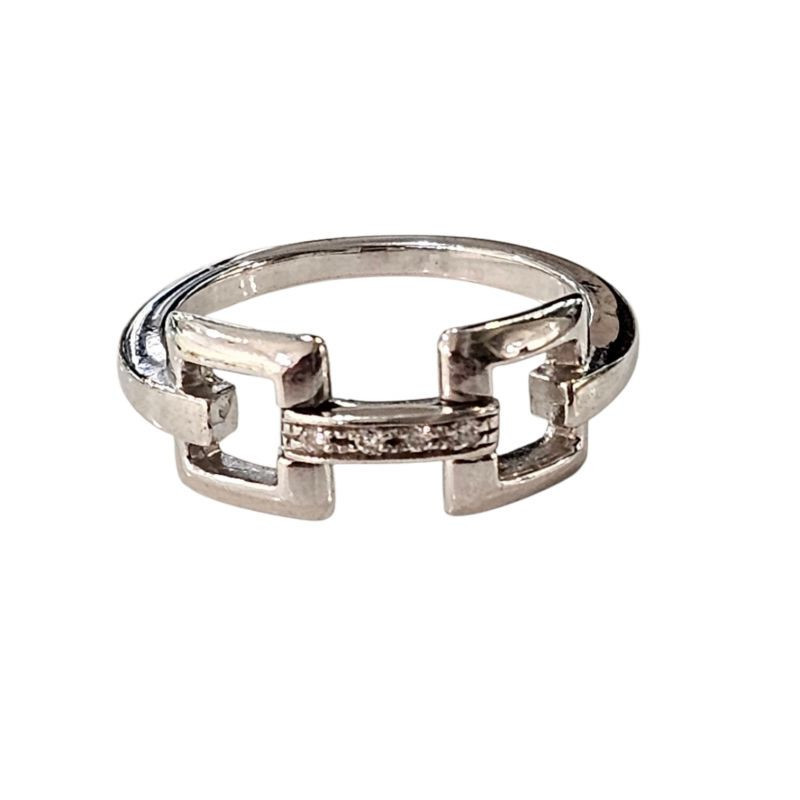 BAGUE OR BLANC 18 CT ET DIAMANTS 4.61 GR T56 BAGUE OR BLANC 18 CT ET DIAMANTS 4.61 GR T56