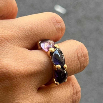 BAGUE POMELLATO SASSI Améthyste, Tourmaline, Cordiérite or rose 18cts