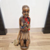 STATUE AFRICAINE MUSICIENNE COLLIER 46CM
