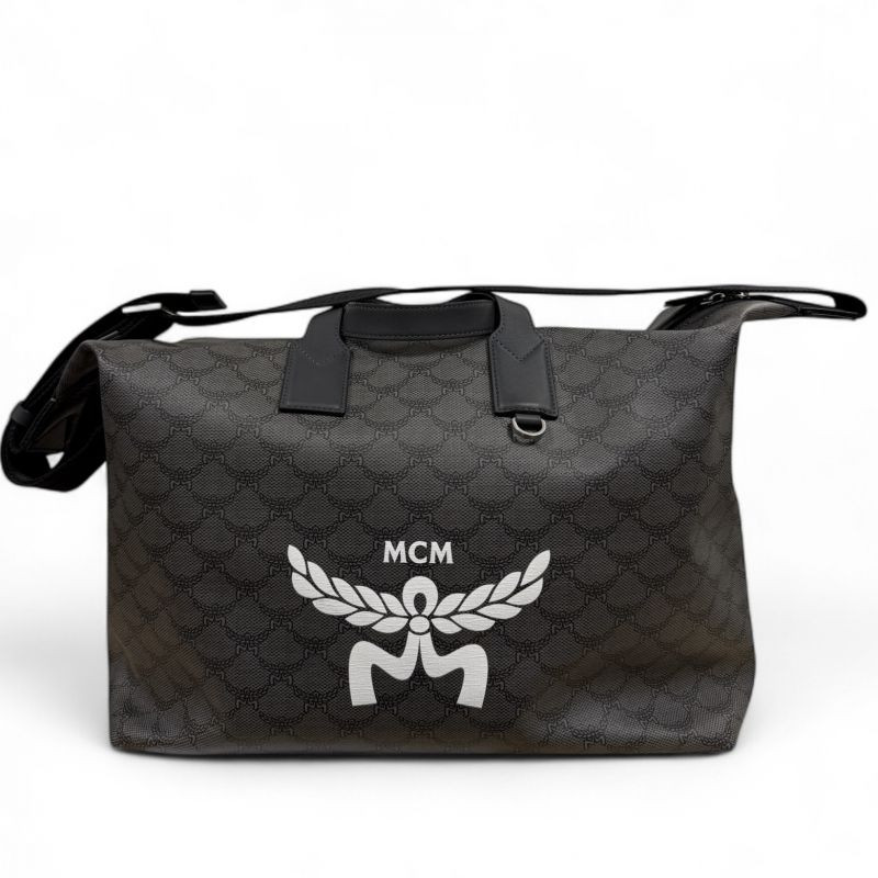 SAC DE VOYAGE MCM TOILE ET CUIR NOIR