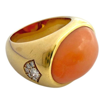 BAGUE OR JAUNE 18CT T50 +DIAMS 17.12GRS