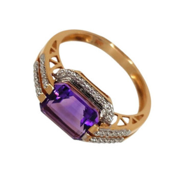 BAGUE OR ROSE 18CT 3.49GR AMETH DMT