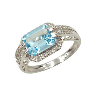BAGUE OR BLANC 18CT TOPAZE DTS 3.56GR