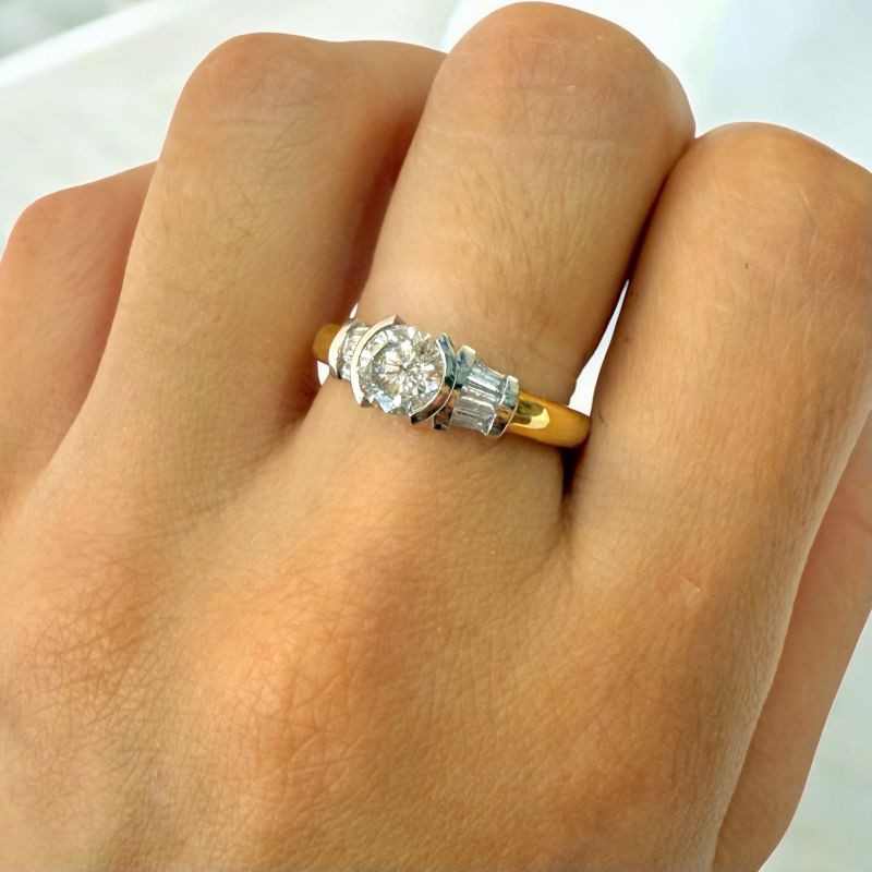 BAGUE OR 14CT DIAMANT 0.5CT