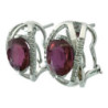 BOUCLES D OREILLES OR BLANC 18K DIAMANTS ET RUBIS 5.15GRS