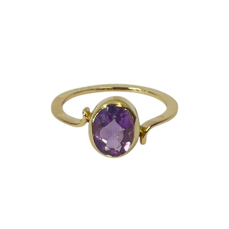 BAGUE EN OR JAUNE 18CTS AVEC AMETHYSTE2.66GRS