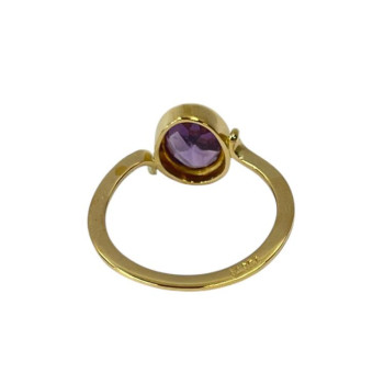 BAGUE EN OR JAUNE 18CTS AVEC AMETHYSTE2.66GRS