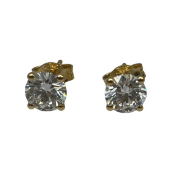 PAIRE BOUCLES D OREILLES EN OR 18K AVEC 2 DMTS  1CARATS CHAQUE 1 CERTIFICAT IGI  E VS 1