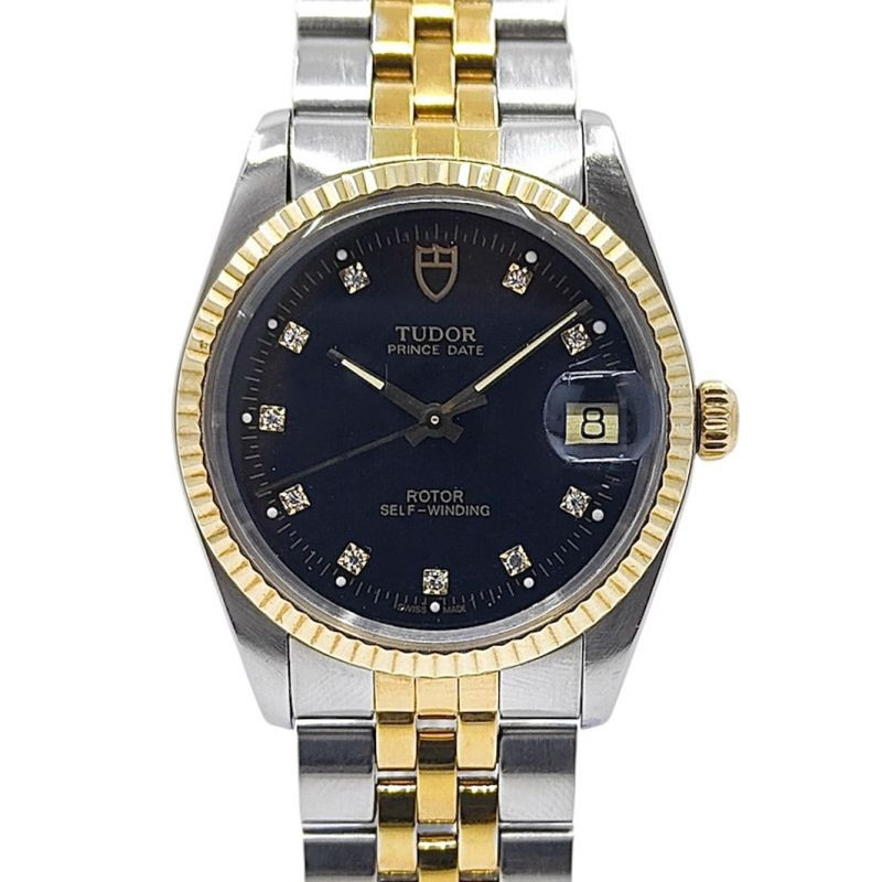 TUDOR ROLEX PRINCE DATE BLACK DIAL DIAMONDS 34MM AUTOMATIQUE 75203 TUDOR ROLEX PRINCE DATE BLACK DIAL DIAMONDS 34MM AUTOMATIQUE 75203