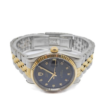 TUDOR ROLEX PRINCE DATE BLACK DIAL DIAMONDS 34MM AUTOMATIQUE 75203
