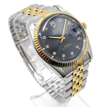 TUDOR ROLEX PRINCE DATE BLACK DIAL DIAMONDS 34MM AUTOMATIQUE 75203