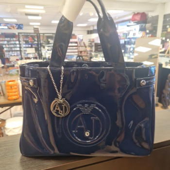 SAC A MAIN ARMANI JEANS BLEU VERNIS