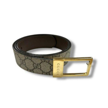CEINTURE GUCCI BOUCLE DORE BEIGE BRUN 85