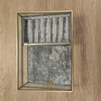 BOITE A BIJOUX CLIPO 8X16CM FER VERRE