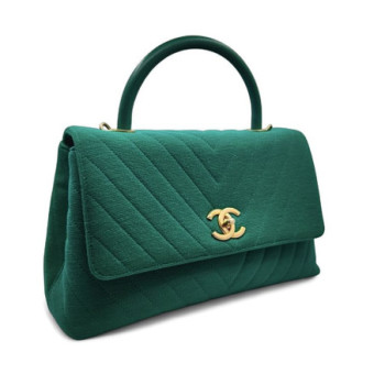 SAC CHANEL COCO HANDLE CHEVRON VERT