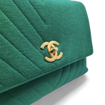 SAC CHANEL COCO HANDLE CHEVRON VERT
