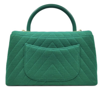 SAC CHANEL COCO HANDLE CHEVRON VERT