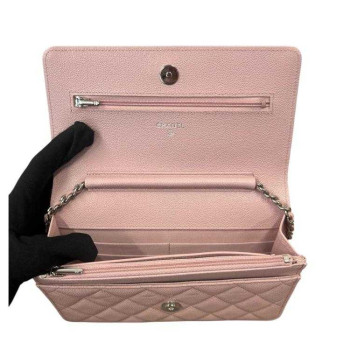 POCHETTE CHANEL WOC 2024 CUIR GRAINE ROSE  FULLSET