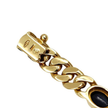 BRACELET OR JAUNE 18CT 27.1GR RUB EMER SAPHIR 18CM
