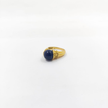 BAGUE LALAOUNIS OR JAUNE 18CT ET SODALITE 7.60G T. 53