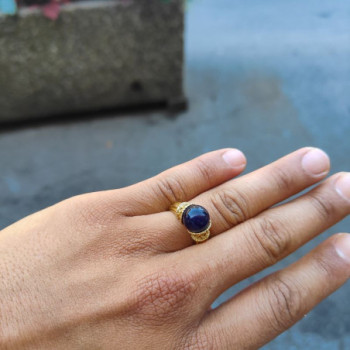 BAGUE LALAOUNIS OR JAUNE 18CT ET SODALITE 7.60G T. 53
