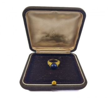 BAGUE LALAOUNIS OR JAUNE 18CT ET SODALITE 7.60G T. 53