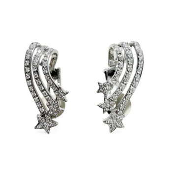 BOUCLE OREILLE OR BLANC 750 + DIAMANTS 12.25GRS