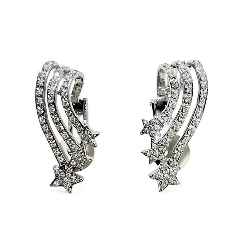 BOUCLE OREILLE OR BLANC 750 + DIAMANTS 12.25GRS