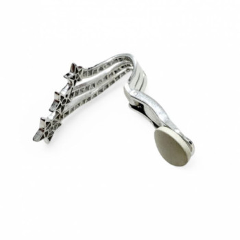 BOUCLE OREILLE OR BLANC 750 + DIAMANTS 12.25GRS