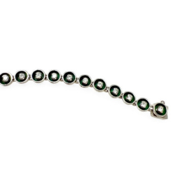 BRACELET OR BLANC 750 + RIVIERE DE DIAMANTS 13.5GRS