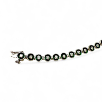BRACELET OR BLANC 750 + RIVIERE DE DIAMANTS 13.5GRS