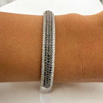 BRACELET OR 18CT 23.32GR DIAMANTS NOIR ET BLANC