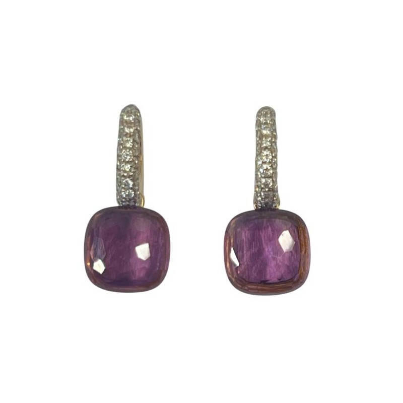 BOUCLES D'OREILLES POMELLATO NUDO AMETHYSTE ET DIAMANTS