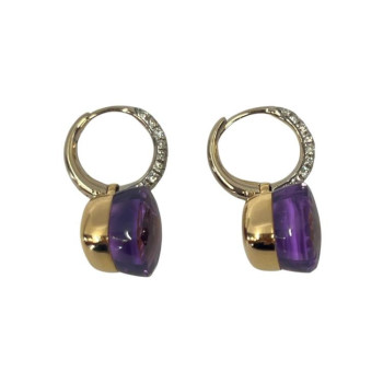 BOUCLES D'OREILLES POMELLATO NUDO AMETHYSTE ET DIAMANTS