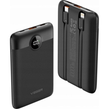 BATTERIE PORTABLE VEGER 10 000MAH AVEC CABLES