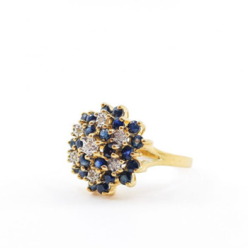 BAGUE OR JAUNE DIAMANTS ET SAPHIRES 4.49G T51