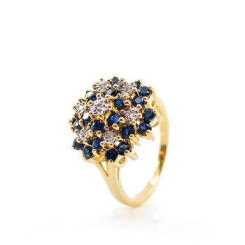 BAGUE OR JAUNE DIAMANTS ET SAPHIRES 4.49G T51