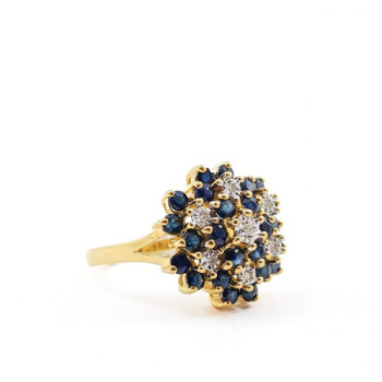 BAGUE OR JAUNE DIAMANTS ET SAPHIRES 4.49G T51