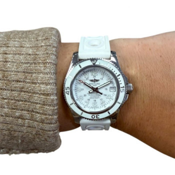 BREITLING A17312 SUPER OCEAN II AUTOMATIC 36 BLANC BRACELET CAOUTCHOUC